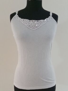 Old Navy White Lace-Trim Camisole Tank Top